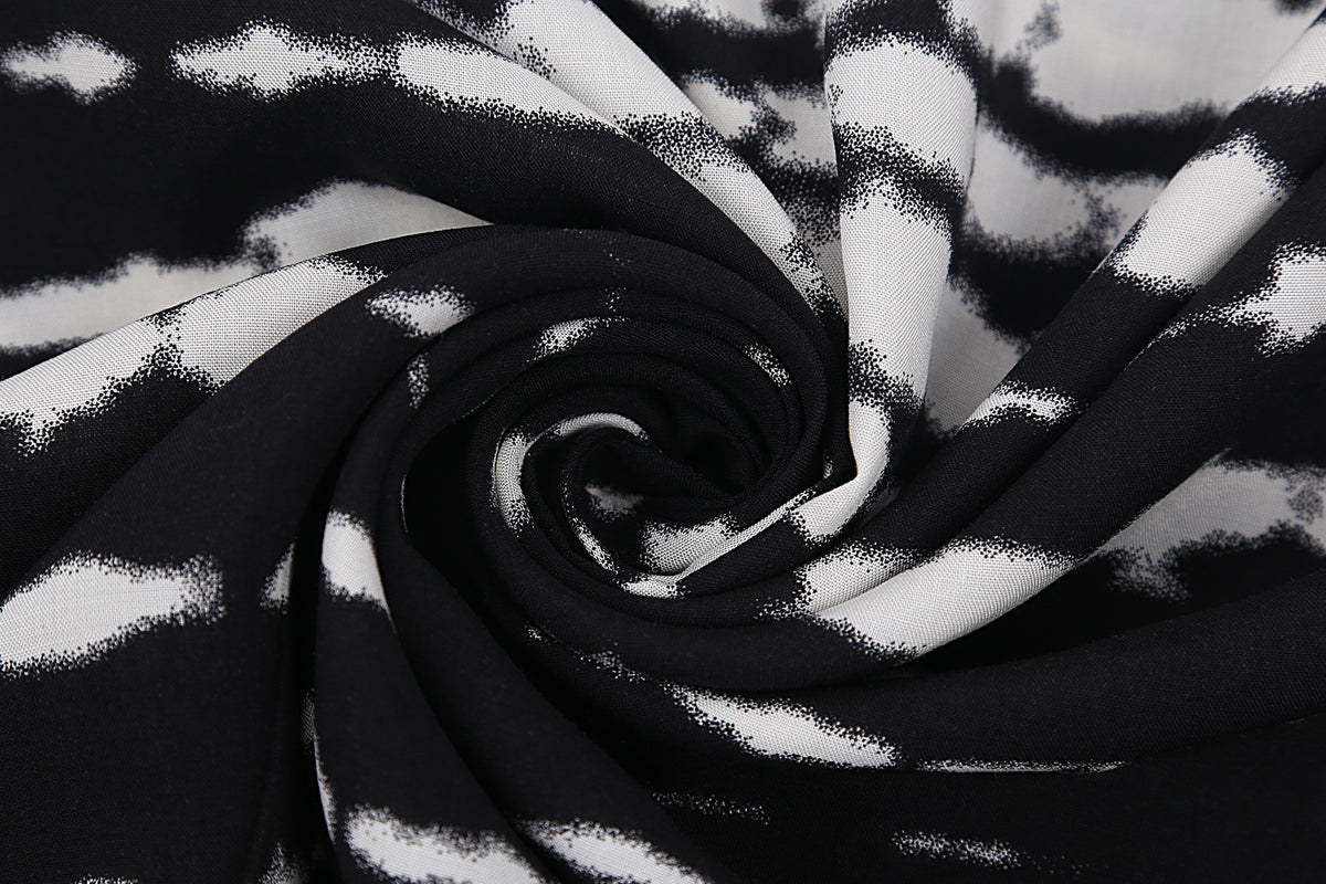 Tie Dye Print Open Front Long Kimono - Black - 7