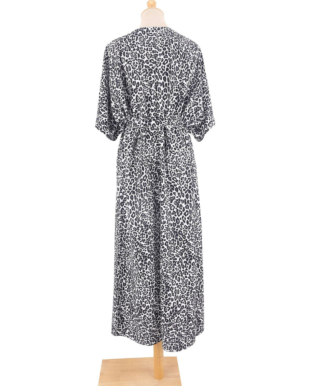 Tie Dye Print Open Front Long Kimono - Leopard - 3