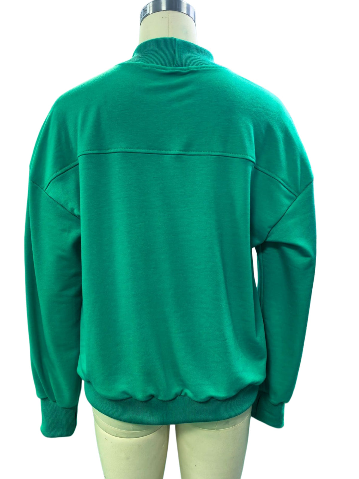 Relaxed Mock Neck Drop Shoulder Sweatshirt - Green - 2