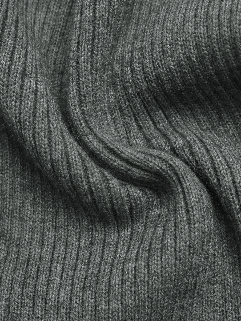 Dark Grey Ribbed Knit Funnel Neck Button Front Sweater - Dark_Grey - 4