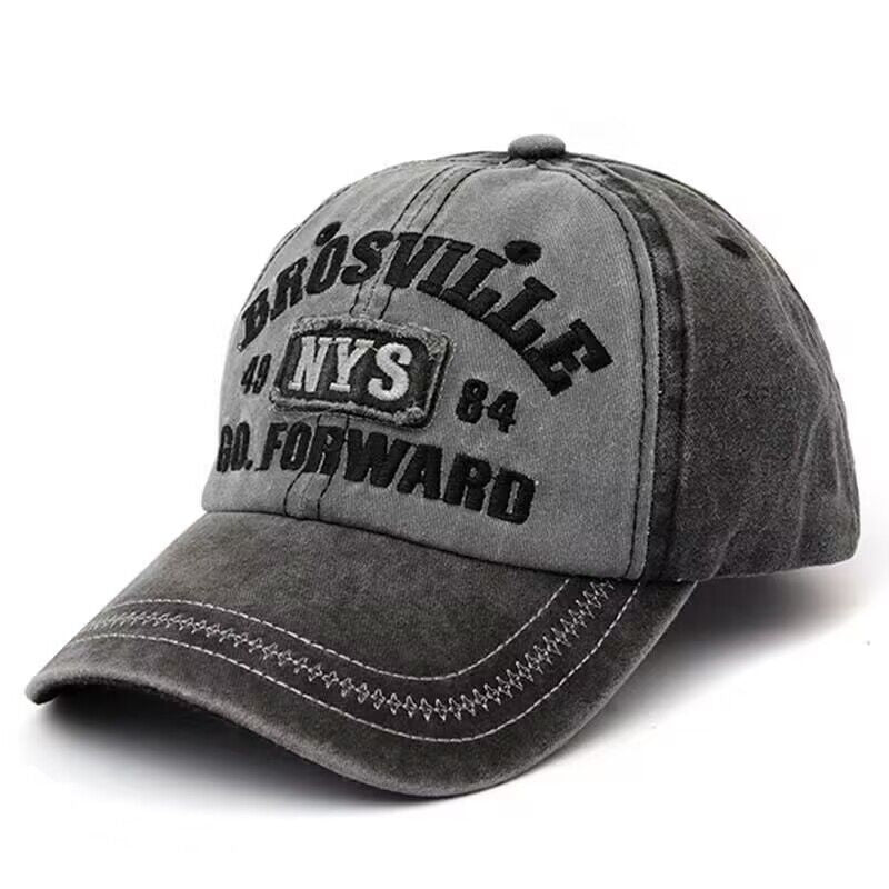 Vintage Lettered Patch Washed Baseball Cap - Black