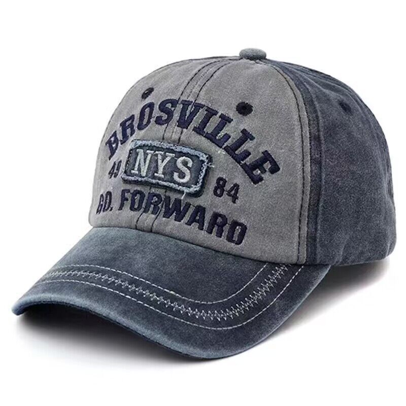 Vintage Lettered Patch Washed Baseball Cap - Grey