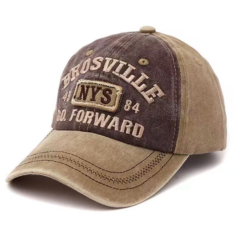 Vintage Lettered Patch Washed Baseball Cap - Khaki