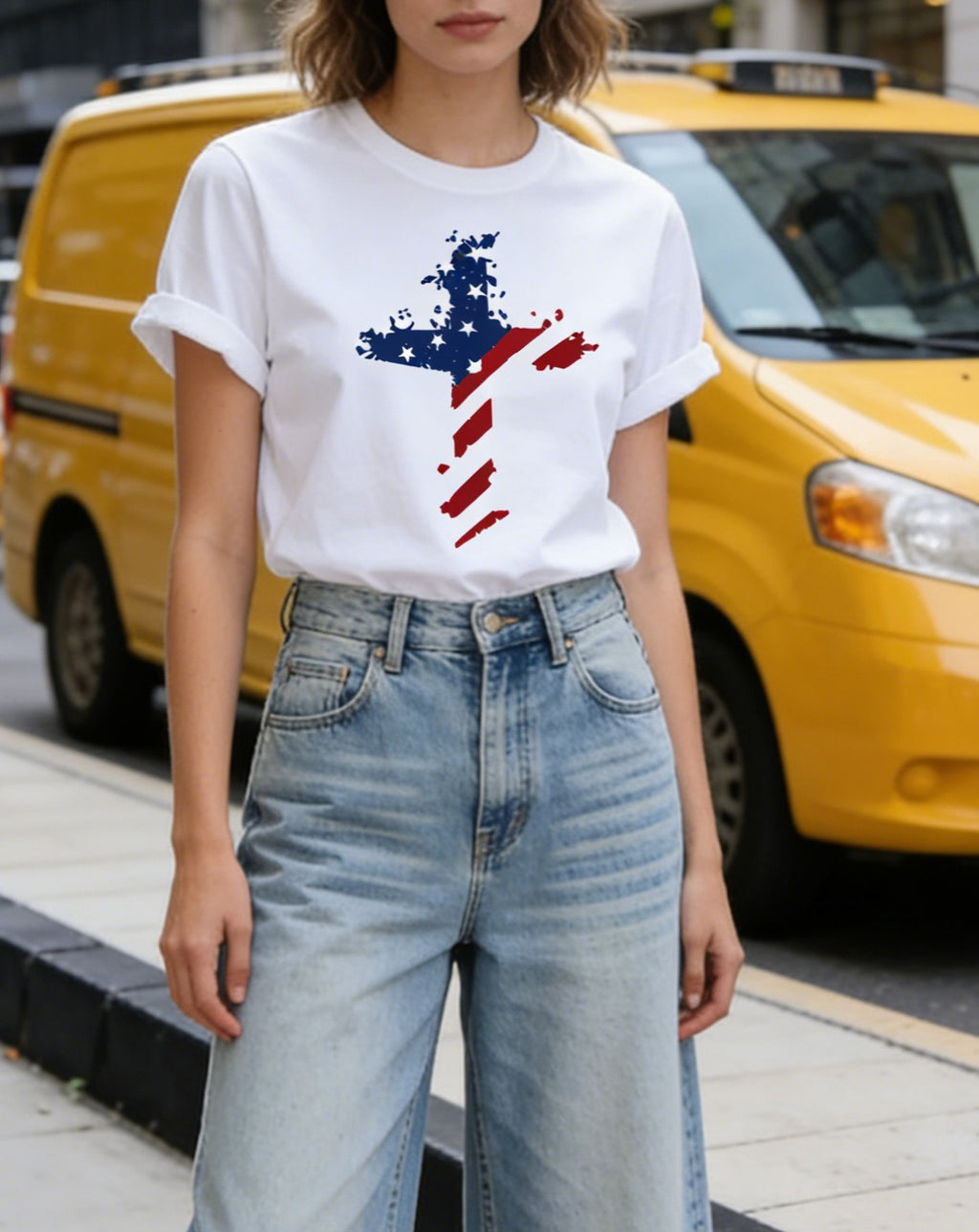 Patriotic Flag Cross Graphic Tee