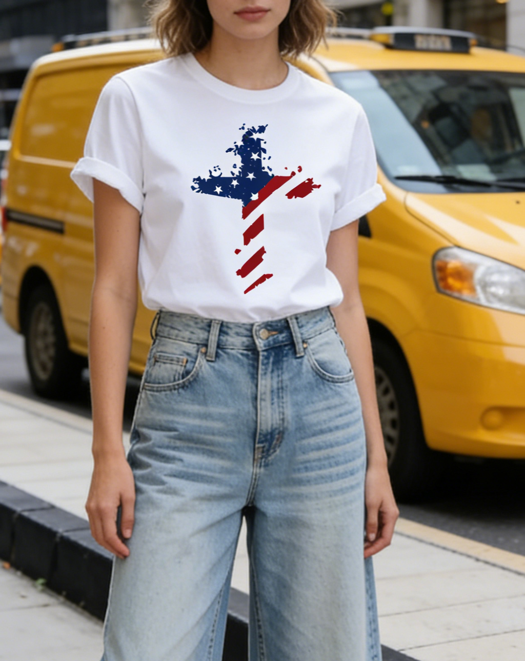 Patriotic Flag Cross Graphic Tee - view 1