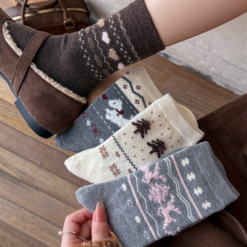 Fair Isle Knit Thermal Winter Socks