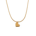 Puffed Heart Pendant Box Chain Necklace - Gold