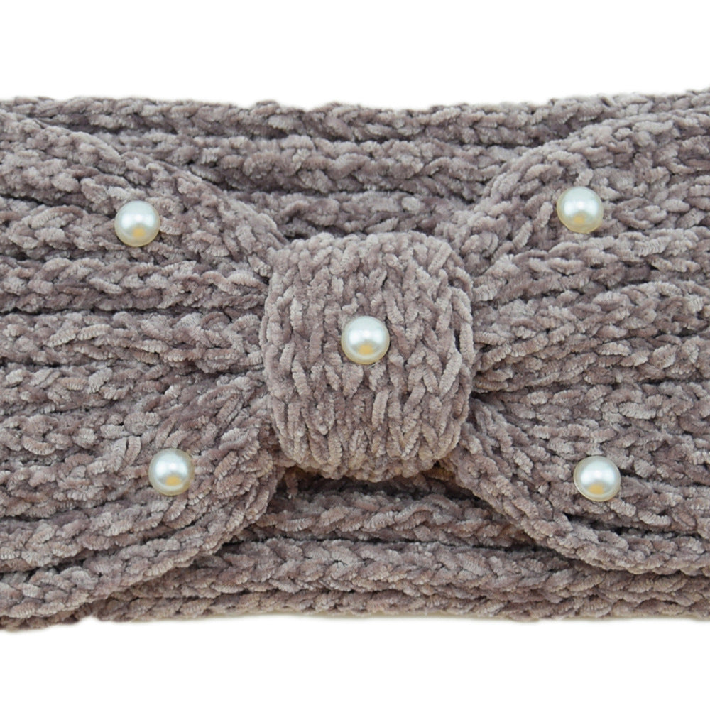 Pearl Beaded Knit Bow Headband - view 4