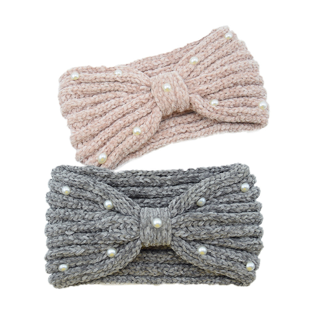 Pearl Beaded Knit Bow Headband - view 5