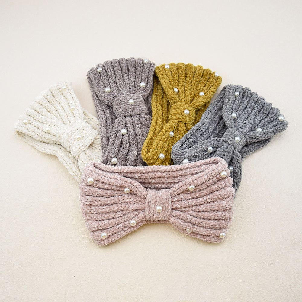 Pearl Beaded Knit Bow Headband - view 8