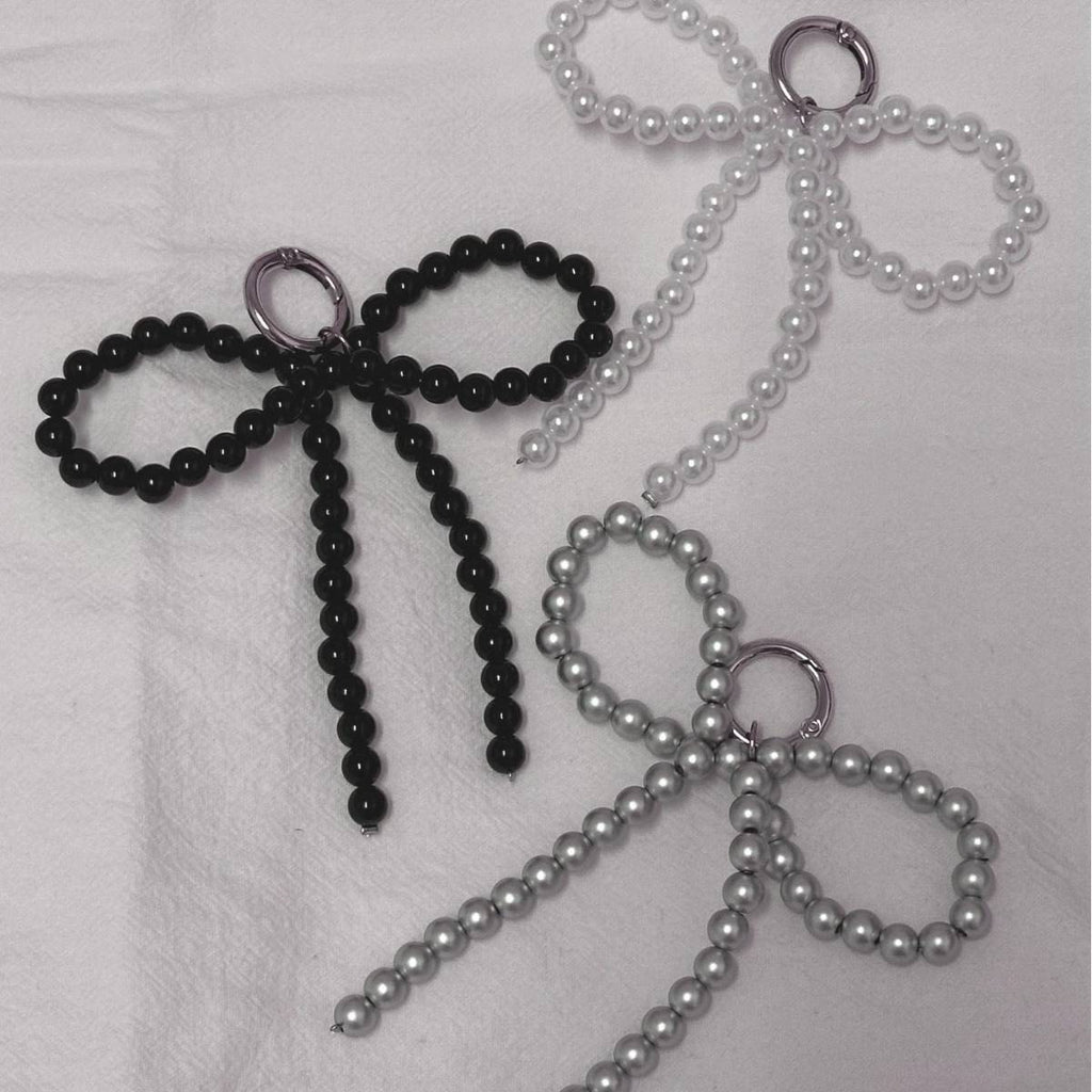 Chunky Beaded Ribbon Bow Bag Charm
