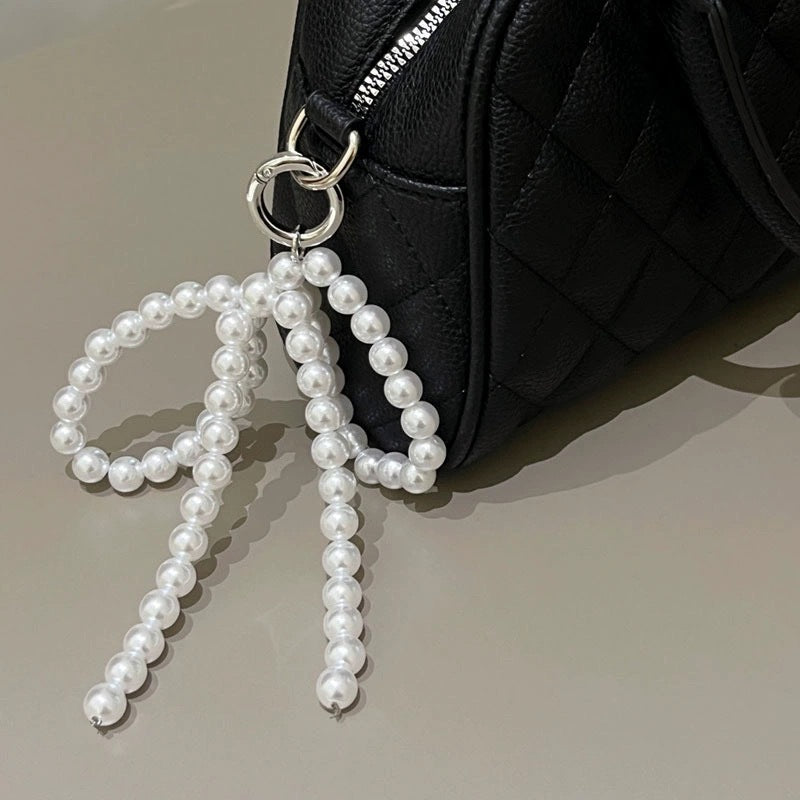 Chunky Beaded Ribbon Bow Bag Charm - view 1