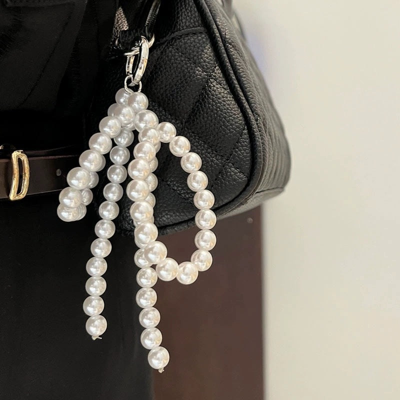 Chunky Beaded Ribbon Bow Bag Charm - view 2