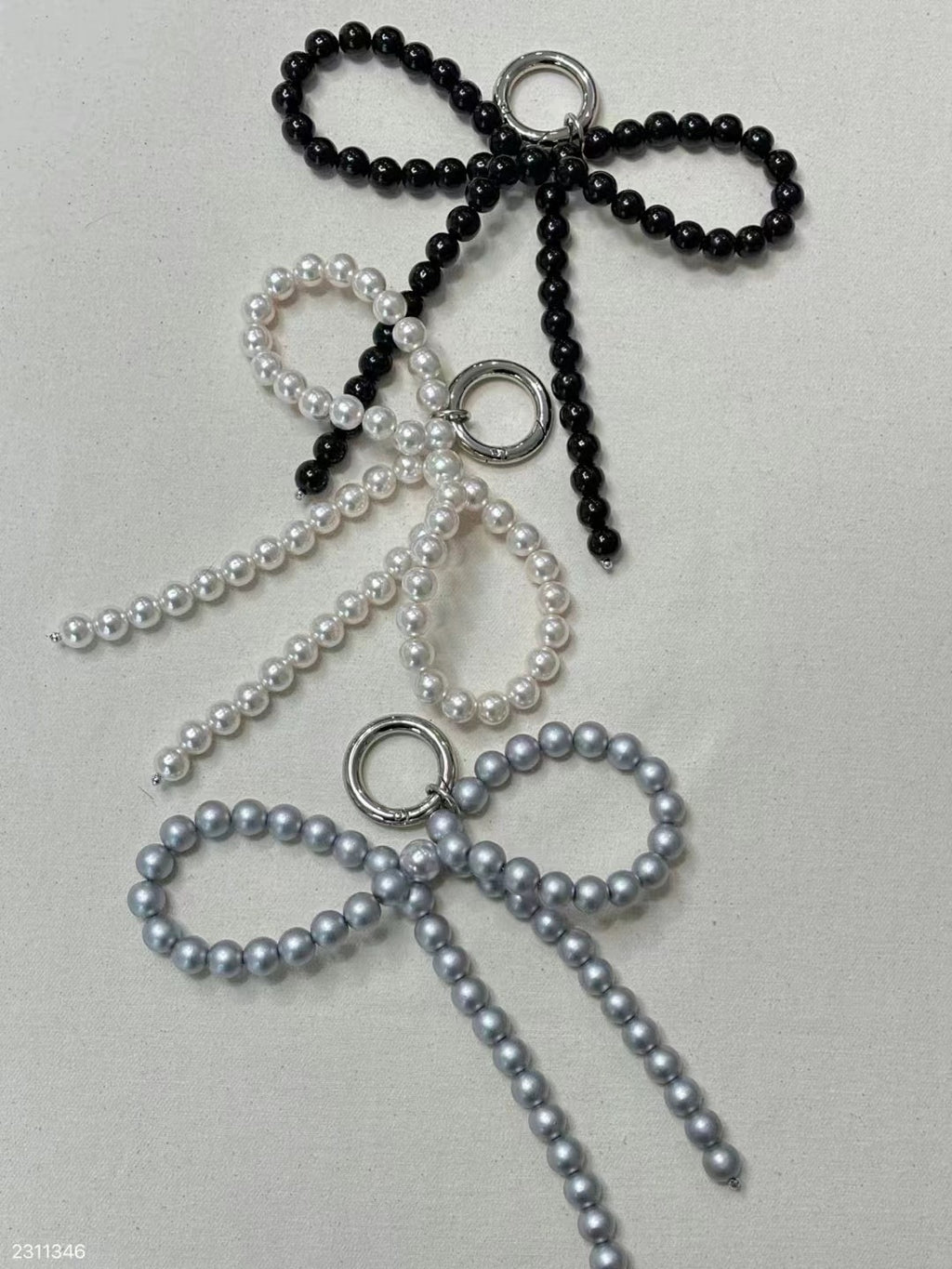 Chunky Beaded Ribbon Bow Bag Charm - view 3