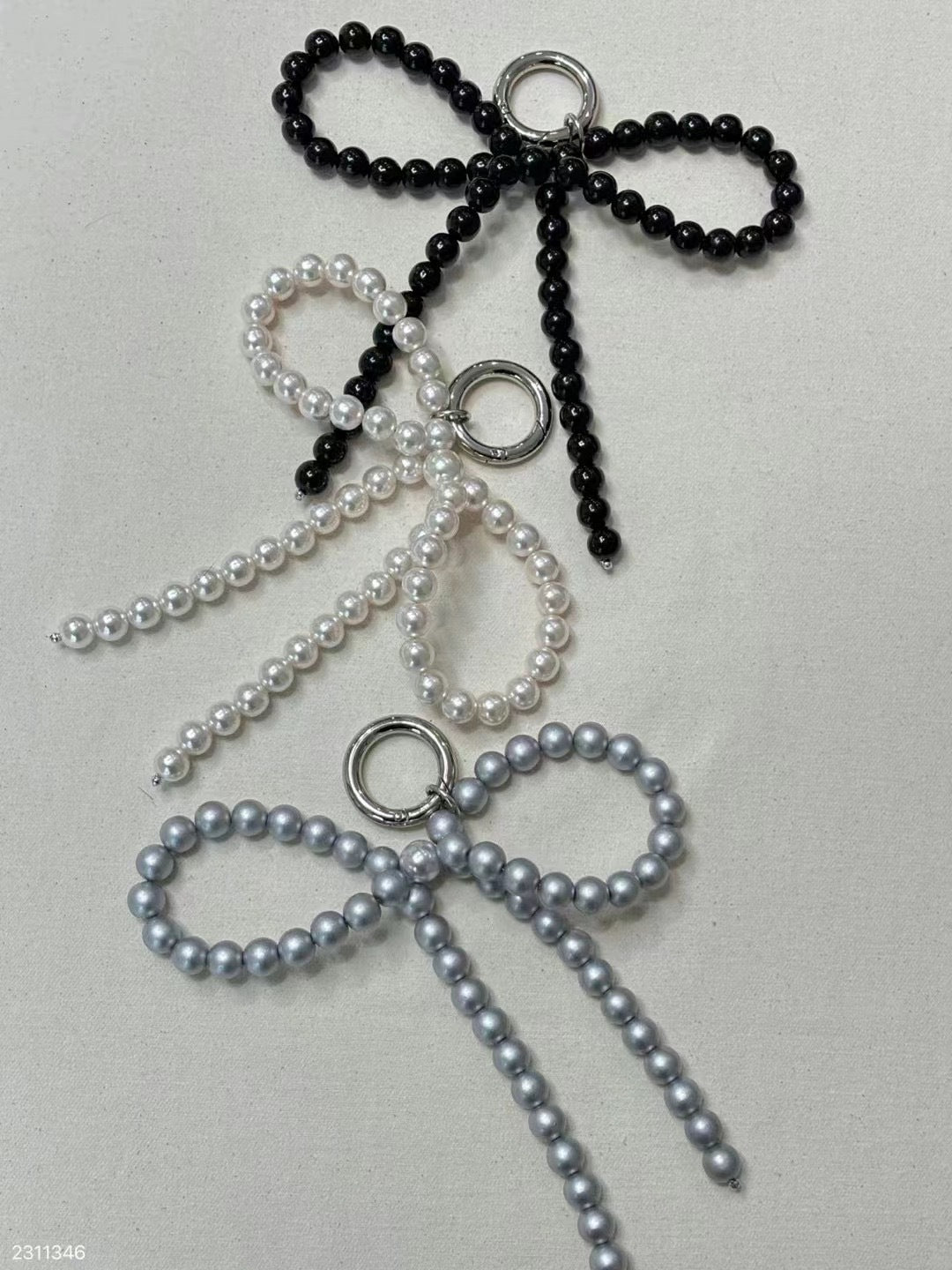 Chunky Beaded Ribbon Bow Bag Charm - view 3