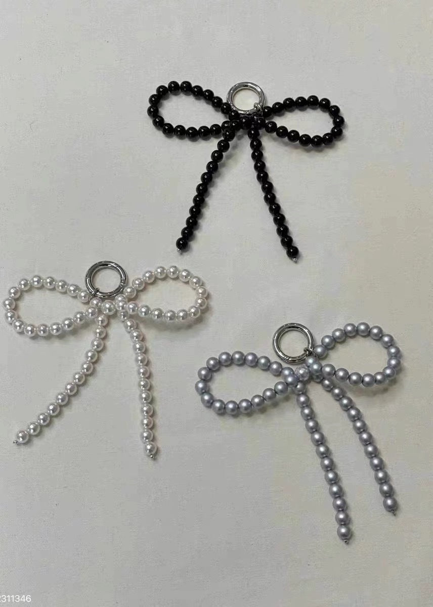 Chunky Beaded Ribbon Bow Bag Charm - view 4