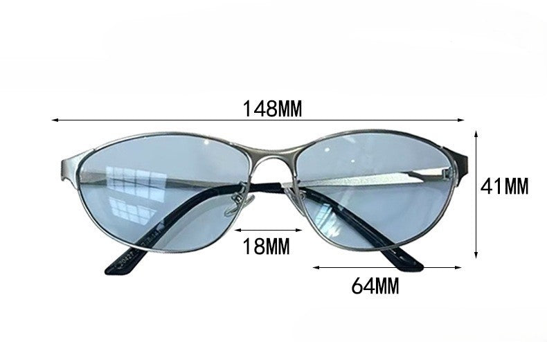 Y2K Narrow Oval Wrap Sunglasses