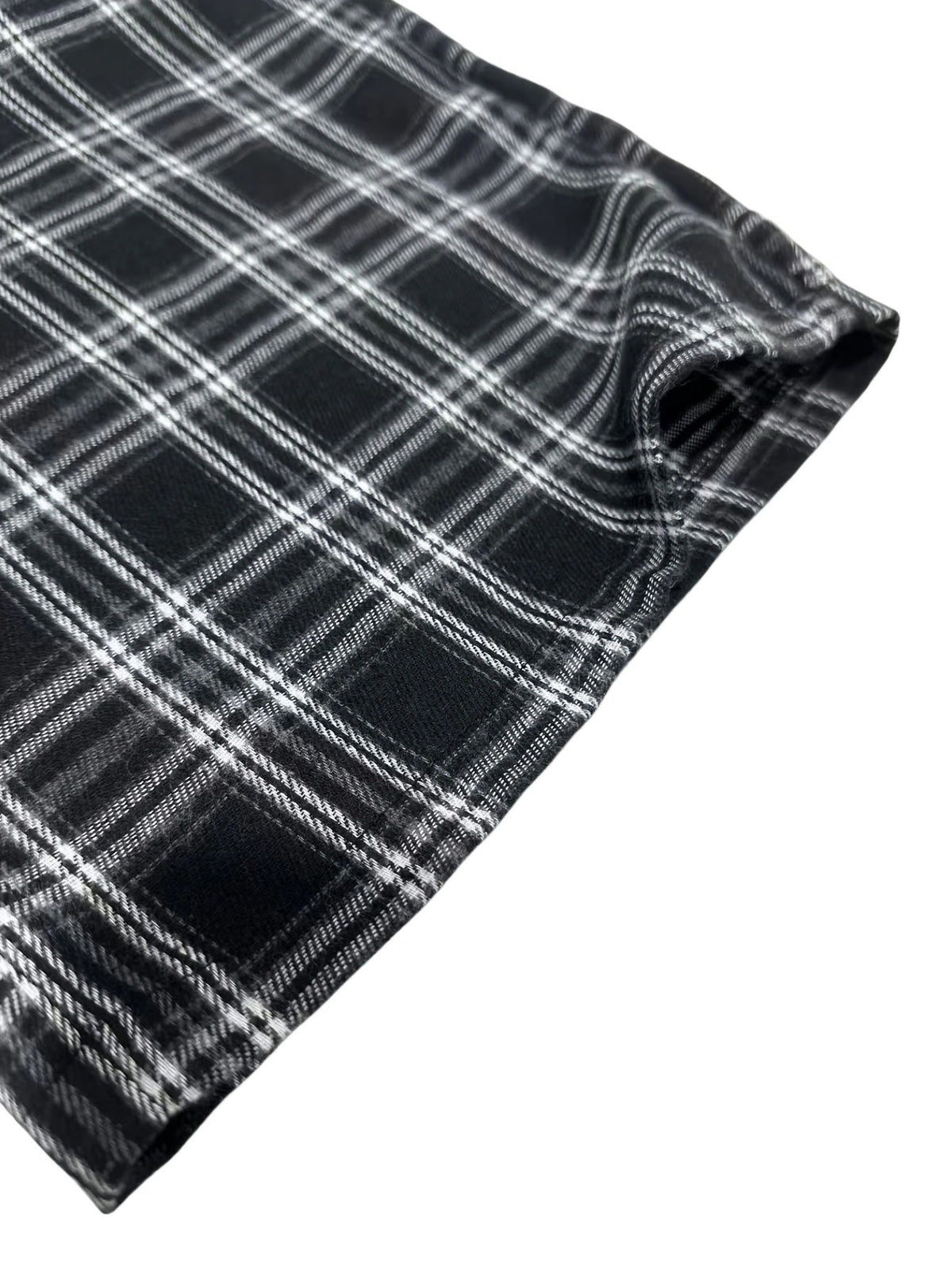 Plaid Drawstring Waist Baggy Wide Leg Pants - Black - 2