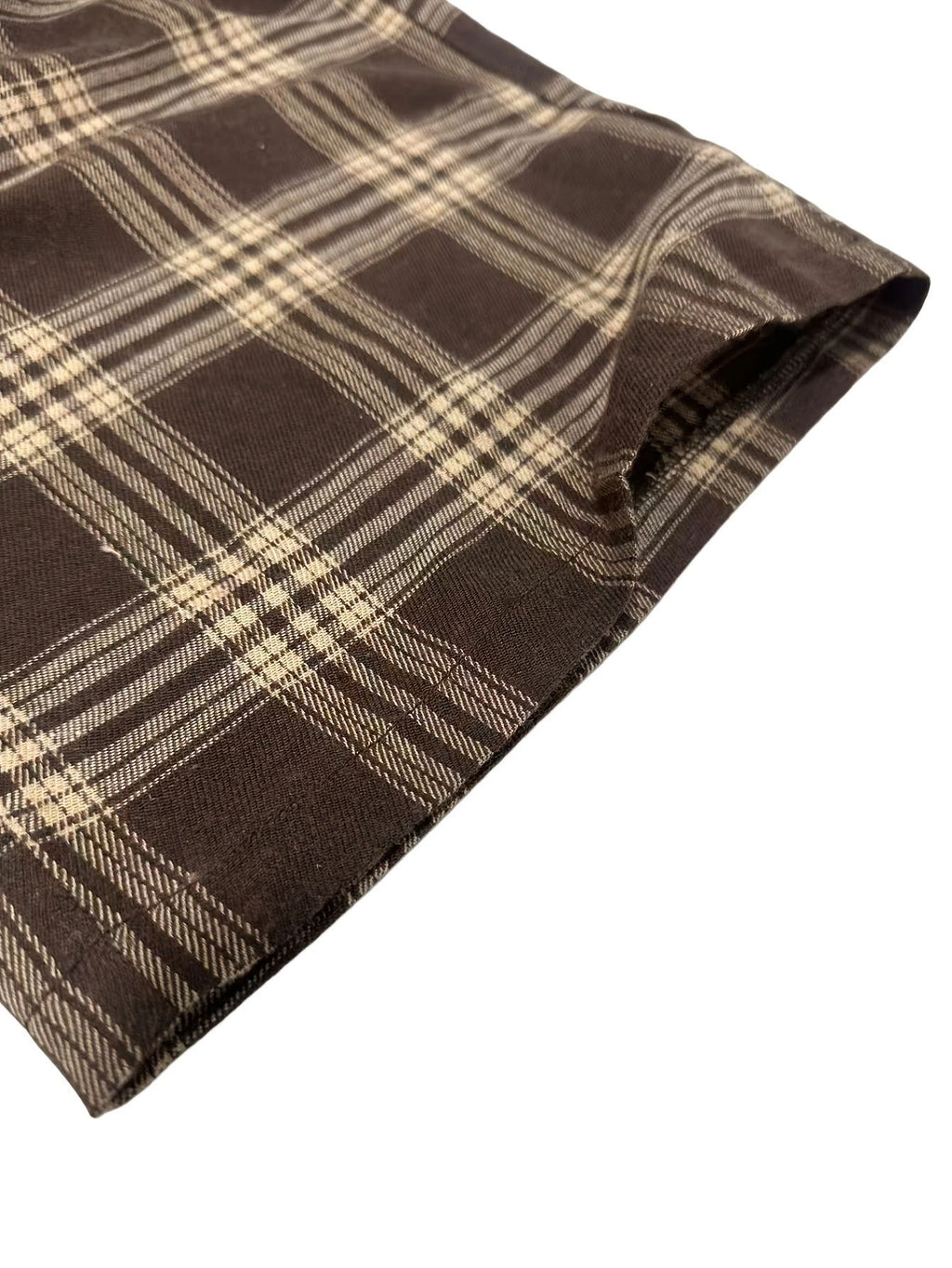 Plaid Drawstring Waist Baggy Wide Leg Pants - Khaki - 2