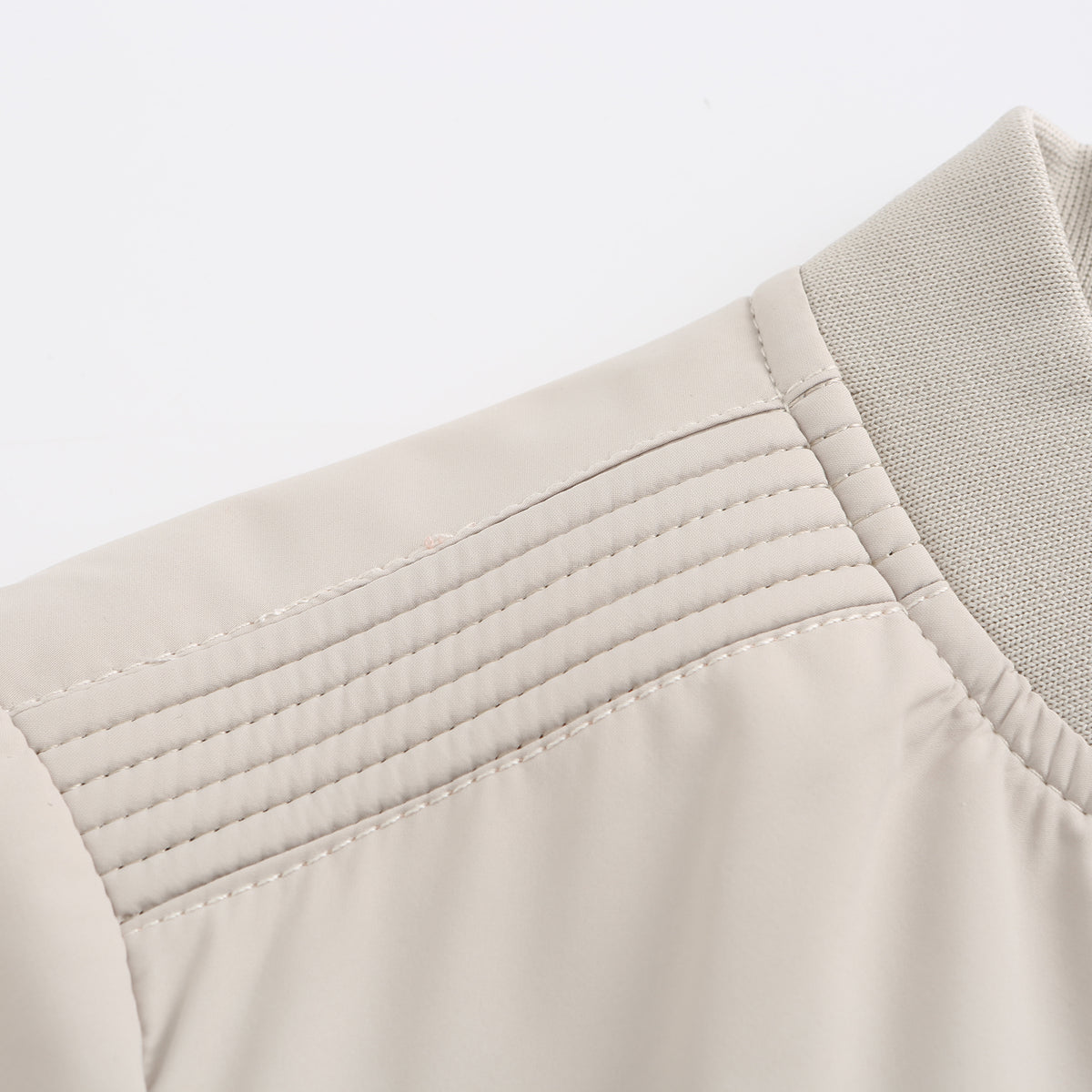 Ring Zip Quilted Lined Bomber Jacket - Ivory - 4