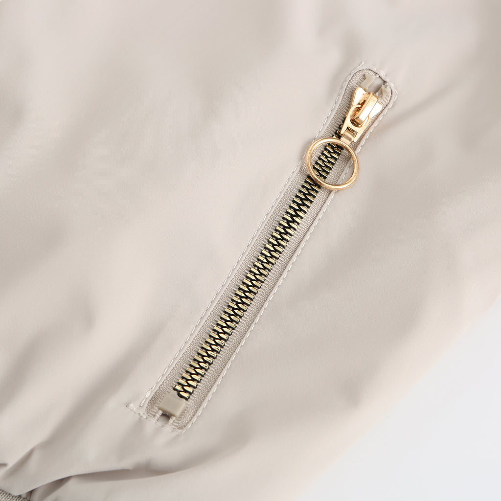 Ring Zip Quilted Lined Bomber Jacket - Ivory - 7