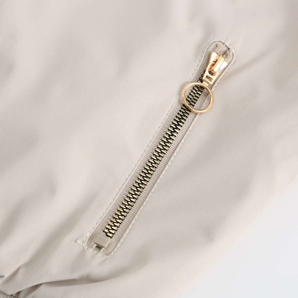 Ring Zip Quilted Lined Bomber Jacket - Ivory - 7