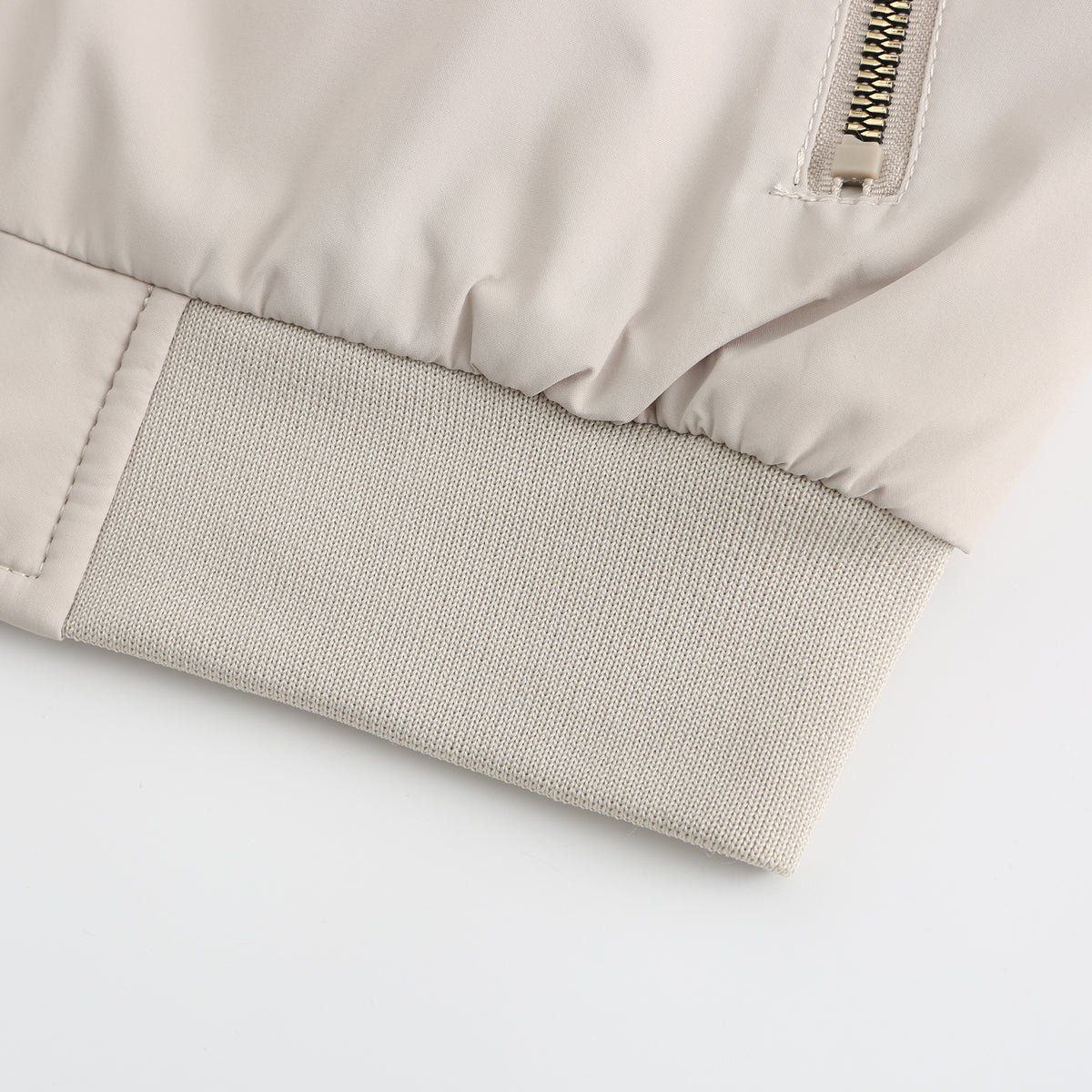 Ring Zip Quilted Lined Bomber Jacket - Ivory - 8