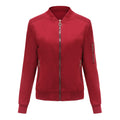 Ring Zip Quilted Lined Bomber Jacket - Red