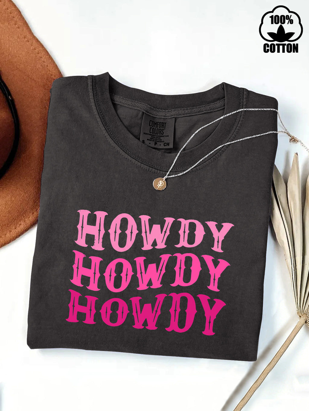 Howdy Western Graphic Cotton Tee - Black