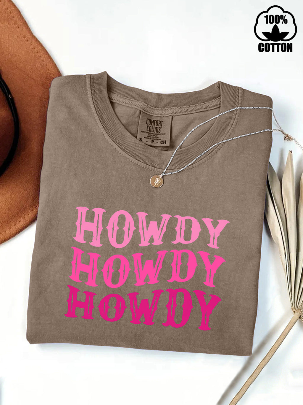 Howdy Western Graphic Cotton Tee - Coffee