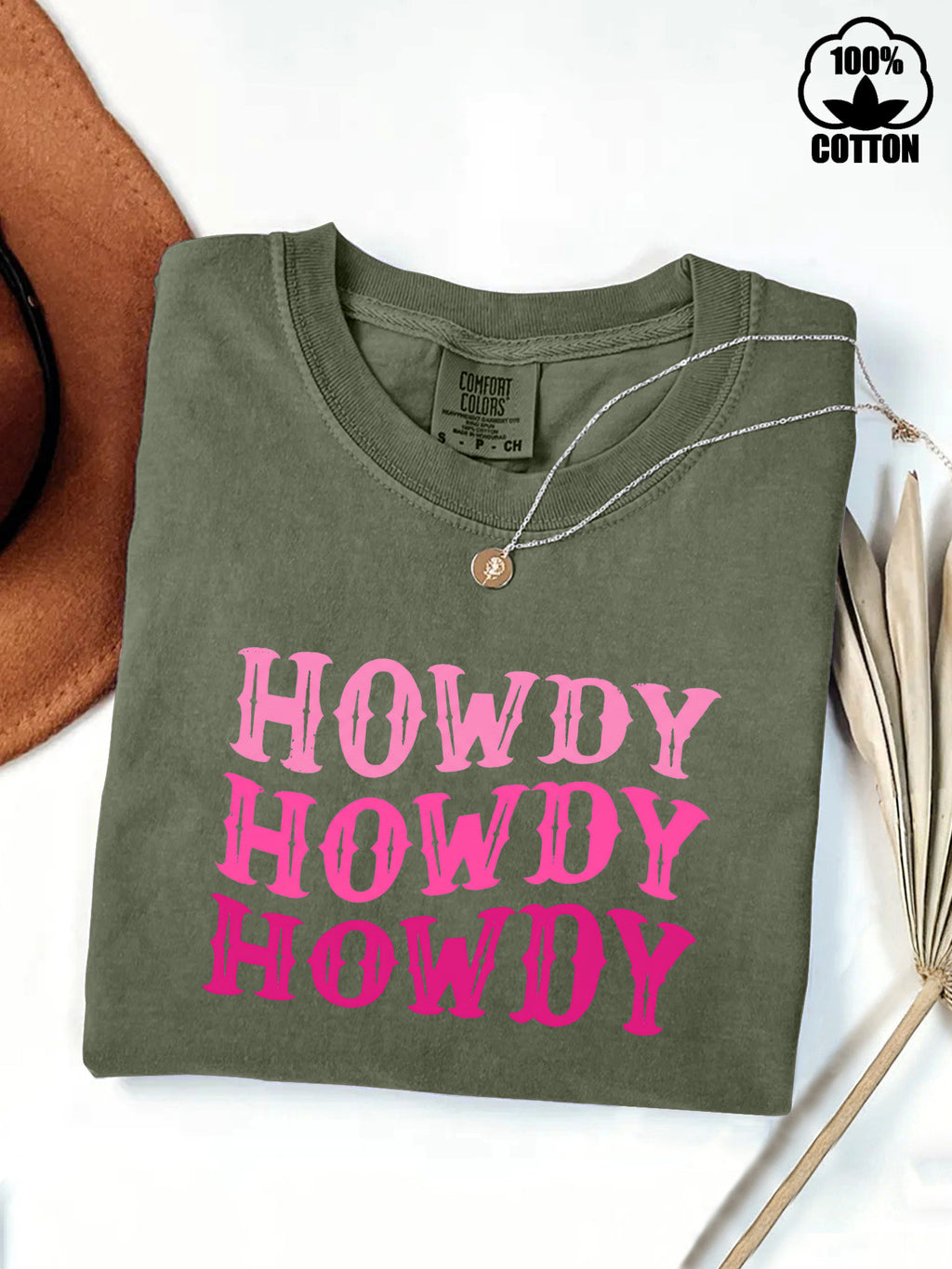 Howdy Western Graphic Cotton Tee - Green