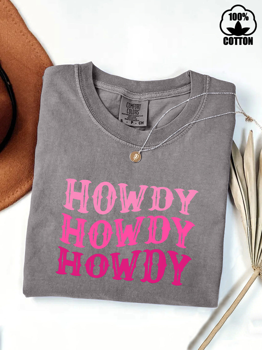 Howdy Western Graphic Cotton Tee - Grey
