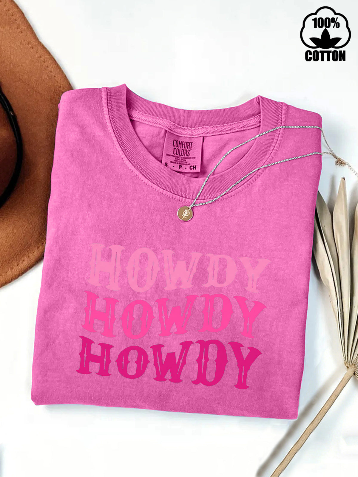 Howdy Western Graphic Cotton Tee - Rosered
