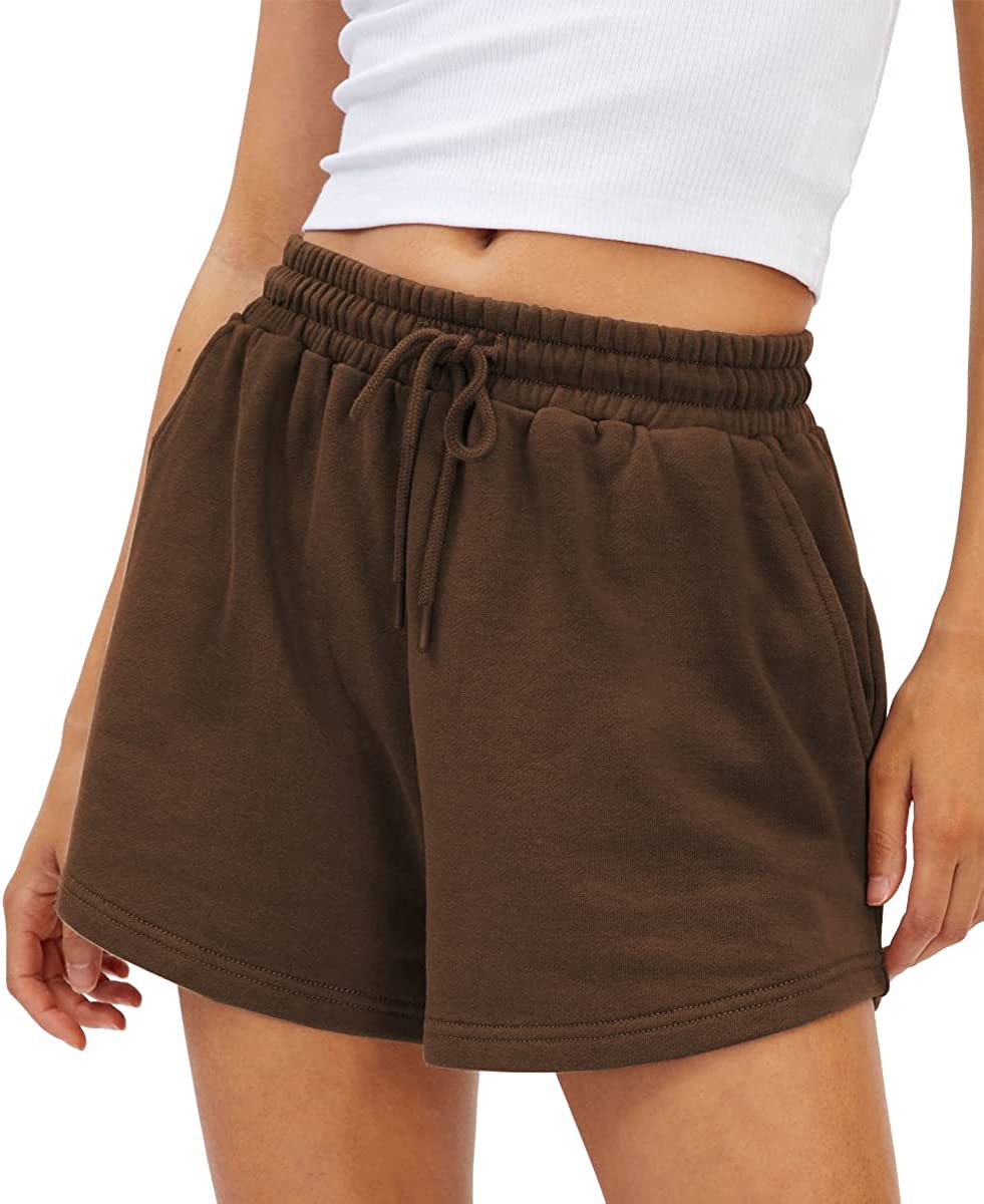 Brushed Jersey Drawstring Lounge Shorts - Coffee