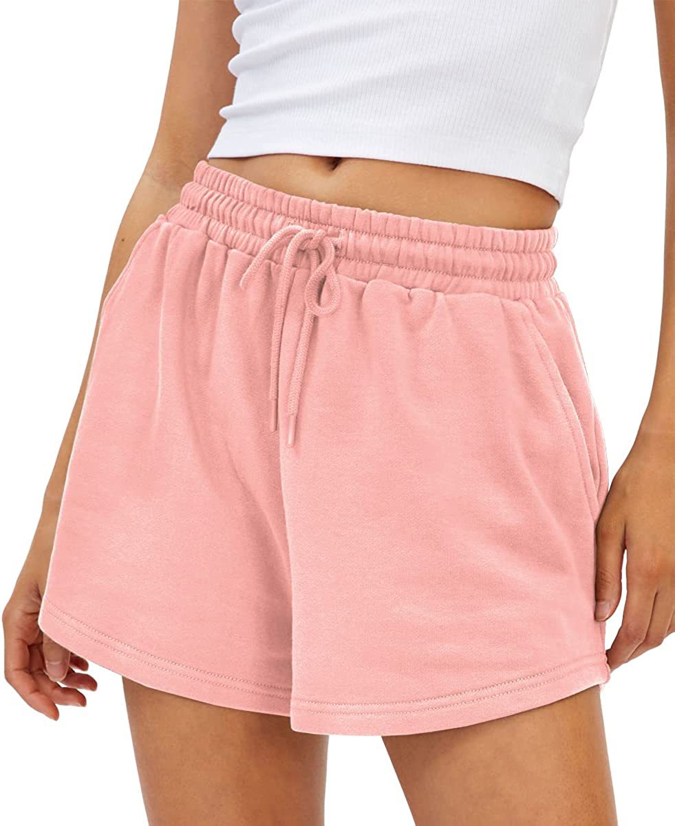 Brushed Jersey Drawstring Lounge Shorts - Pink