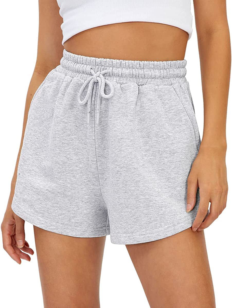 Brushed Jersey Drawstring Lounge Shorts - grey