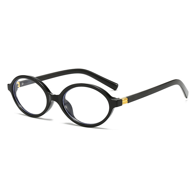 Slim Oval Frame Vintage Eyeglasses - 01Black