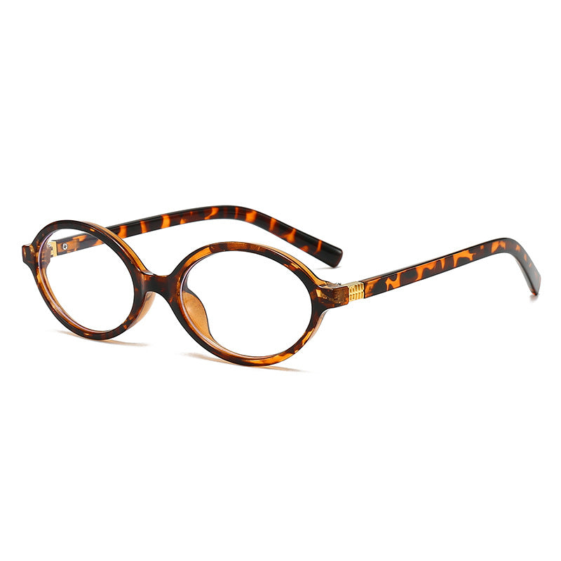 Slim Oval Frame Vintage Eyeglasses - 02Amber