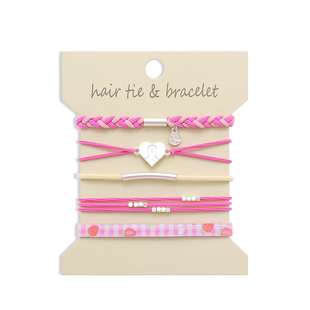 Boho Charm Hair Tie And Bracelet Set - Set_22