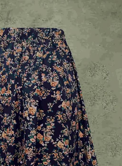 Ditsy Floral Elastic Waist Boho Maxi Skirt - NavyBlue - 2