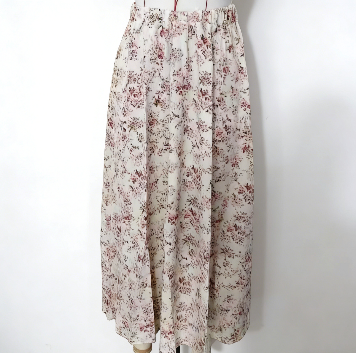 Ditsy Floral Elastic Waist Boho Maxi Skirt - Offwhite