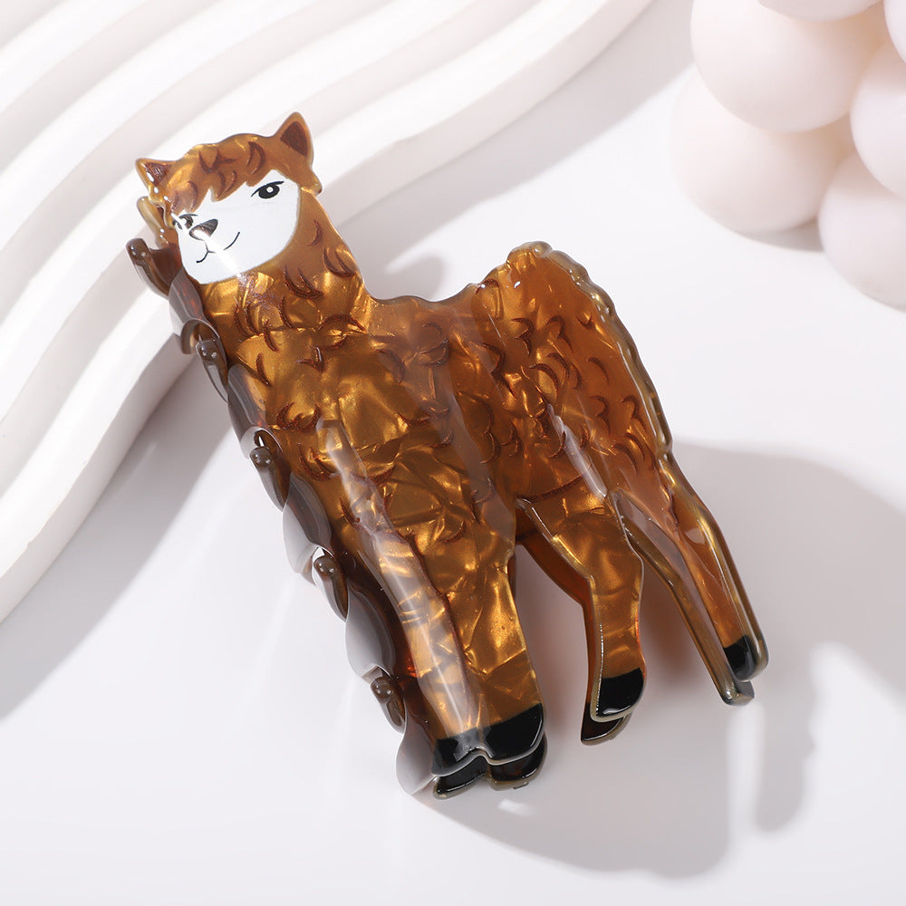 Marbled Acrylic Animal Shaped Claw Clip - Alpaca