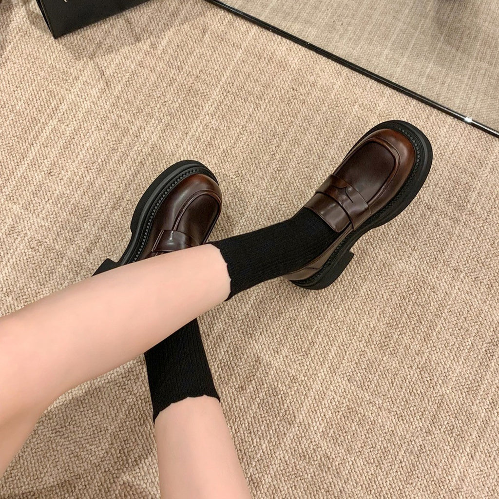 Burnished Chunky Platform Penny Loafers