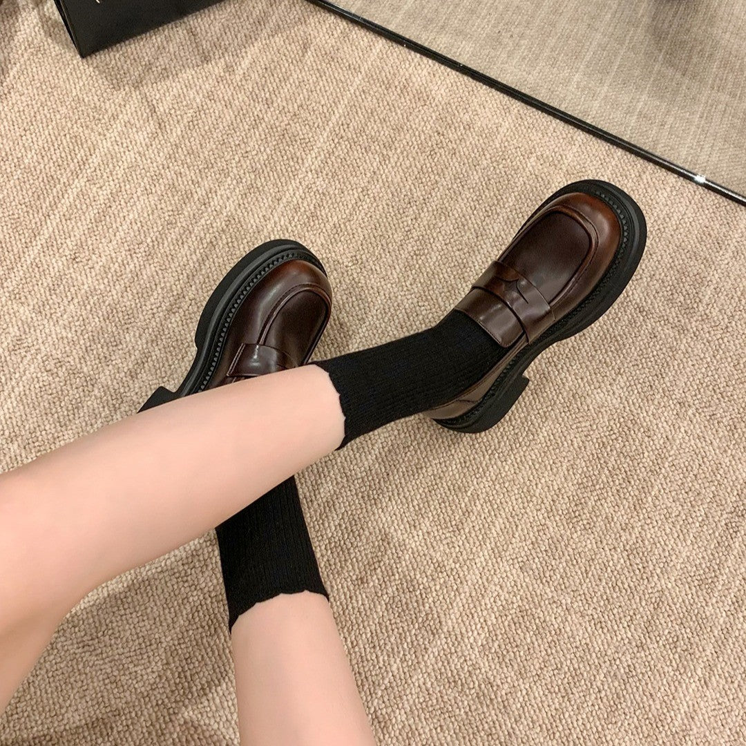 Burnished Chunky Platform Penny Loafers