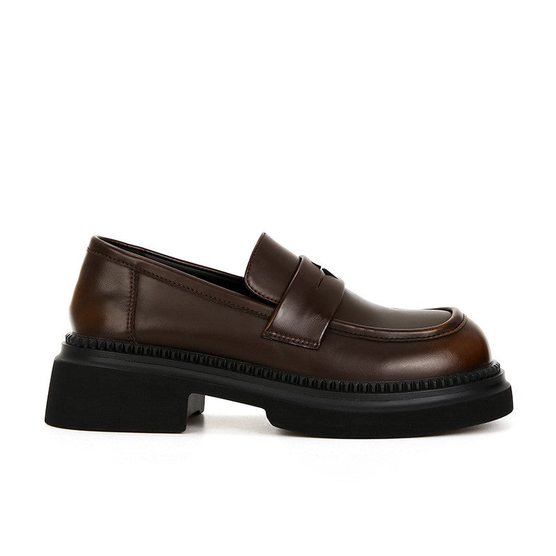 Burnished Chunky Platform Penny Loafers