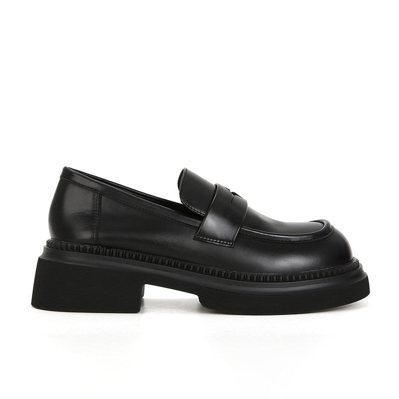 Burnished Chunky Platform Penny Loafers
