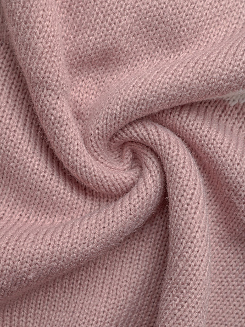Fuzzy Bow Crew Neck Knit Sweater - Pink - 1