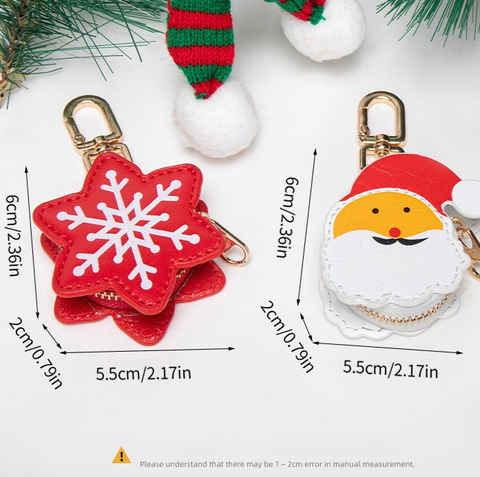 Holiday Felt Mini Coin Purse Keychain - Santa - 1