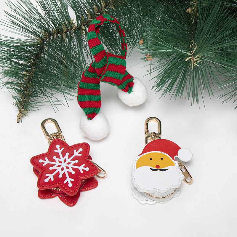 Holiday Felt Mini Coin Purse Keychain - Snowflake - 1
