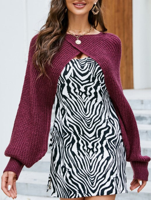 Cropped Knit Shrug Beach Cover Up